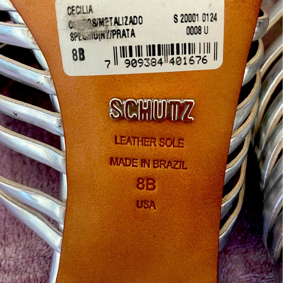 SCHUTZ metallic silver kitten heel slides - Picture 8 of 8